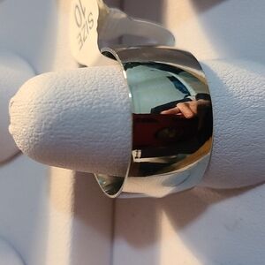SILVER Colored 1/2 Inch Wide  Cigar Band Ring Size 10 NWT